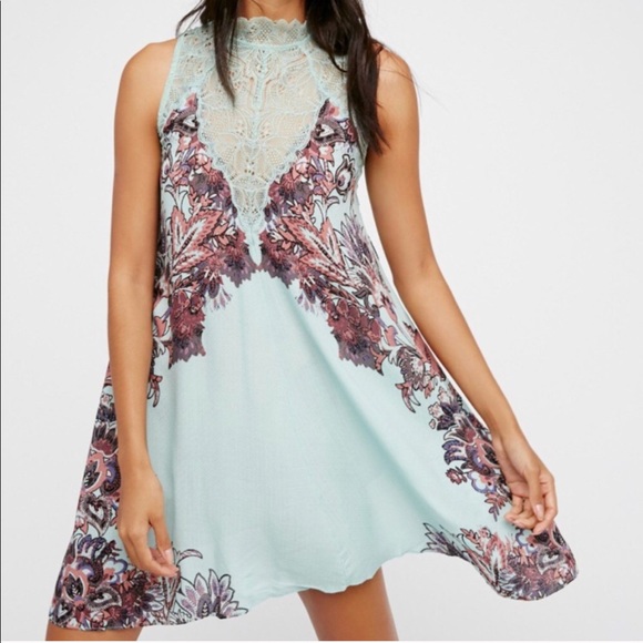 NWT FREE PEOPLE MARSHA LACE MINI DRESS, SIZE MEDIUM Boho Chic Romantic Festival - Picture 6 of 8